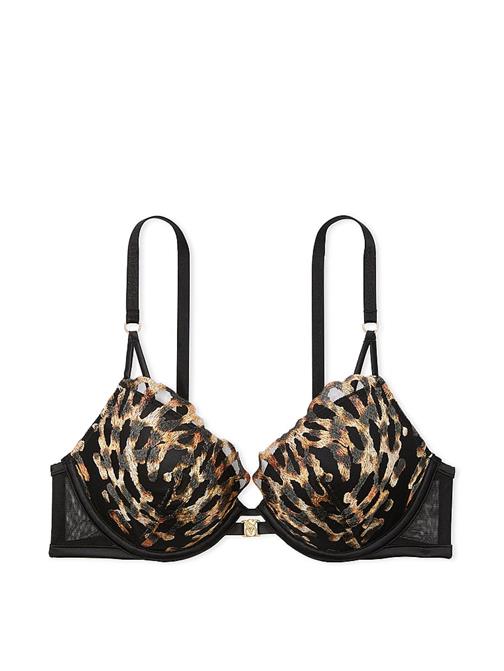 Leopar İşlemeli Push-Up Sütyen