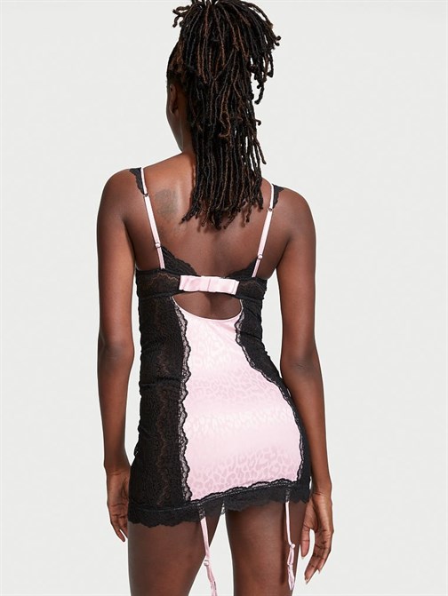 Leopar ve Dantel Jartiyer Slip