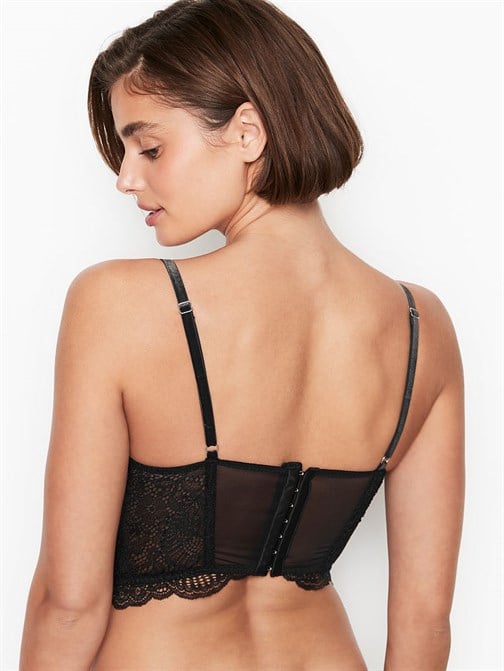 Lightly Lined Lace & Velvet Strap Bustier
