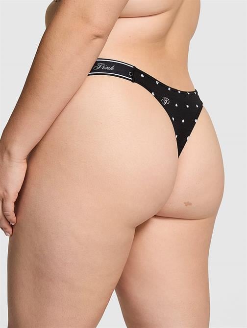 Logolu Pamuklu Derin Bacak Kesim Tanga