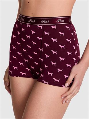 Logolu Pamuklu Yüksek Bel Boyshort Külot