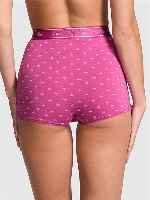 Logolu Pamuklu Yüksek Bel Boyshort Külot