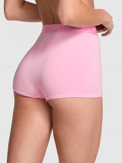 Logolu Pamuklu Yüksek Bel Boyshort Külot