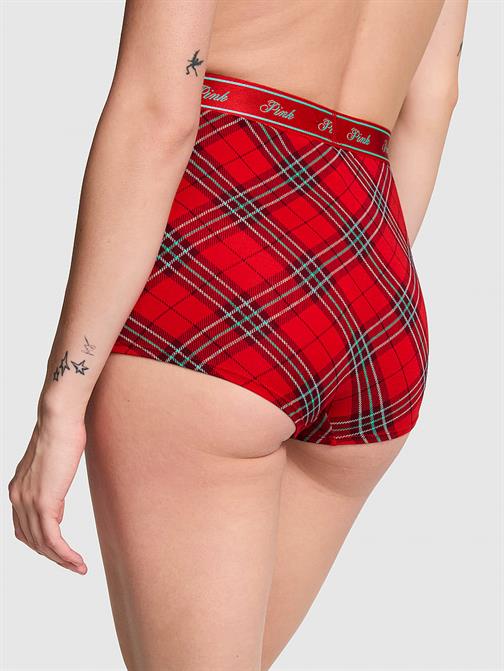 Logolu Pamuklu Yüksek Bel Boyshort Külot
