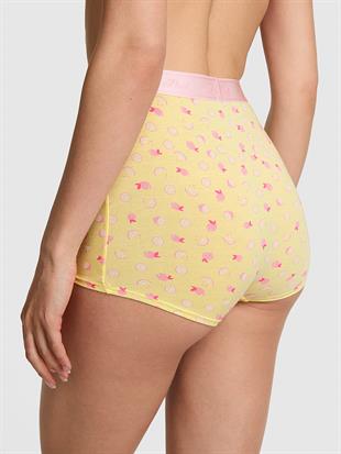 Logolu Pamuklu Yüksek Bel Boyshort Külot