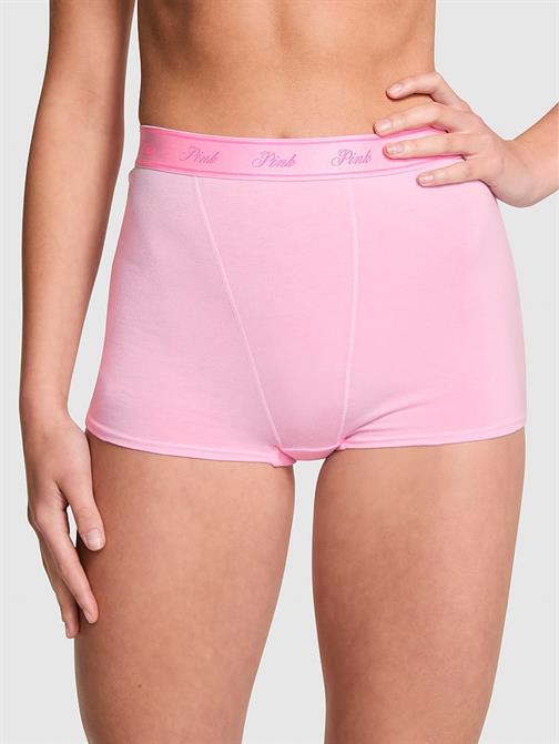 Logolu Pamuklu Yüksek Bel Boyshort Külot