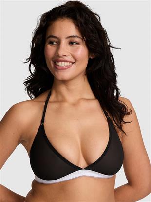 Logolu Tül Halter Üçgen Bralet