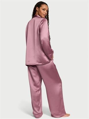 Lüks Saten Kruvaze Uzun Pijama Takımı