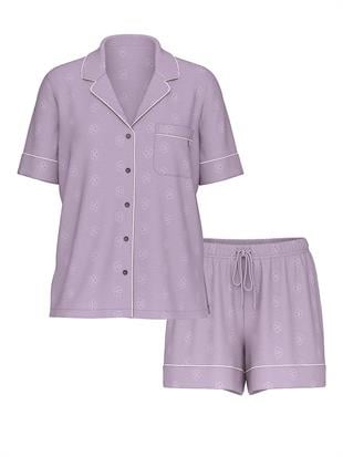 Modal Soft İşlemeli Kısa Kollu Pijama Takımı