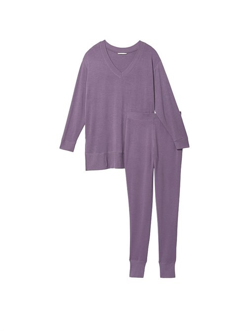 Modal Uzun Kollu Üst ve Tayt Pijama Takımı