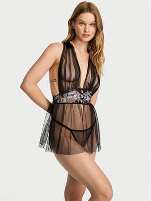 Orkide İşlemeli Babydoll Takımı