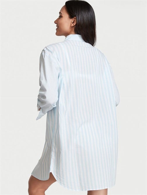 Oversize Pamuk Dantel Detaylı Pijama Üstü