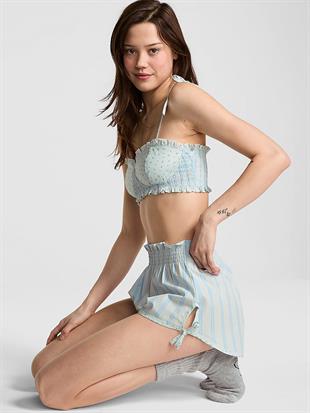 Pamuklu Bralette & Fırfırlı Şort Takım