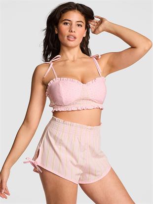 Pamuklu Bralette & Fırfırlı Şort Takım