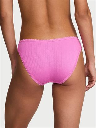 Pamuklu Pointelle Dantel Kenarlı Bikini Külot