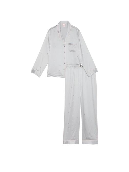 Parlak Saten Uzun Pijama Takımı