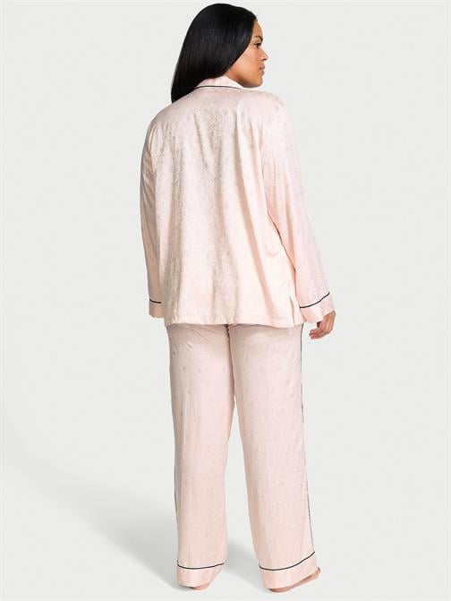 Parlak Saten Uzun Pijama Takımı
