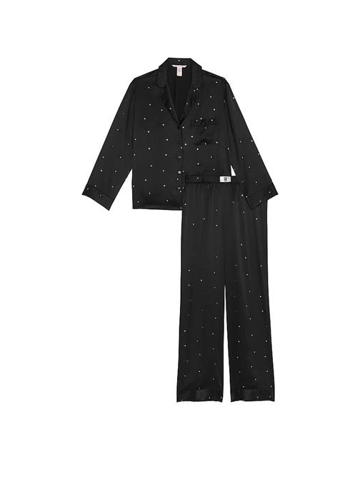 Parlak Saten Uzun Pijama Takımı