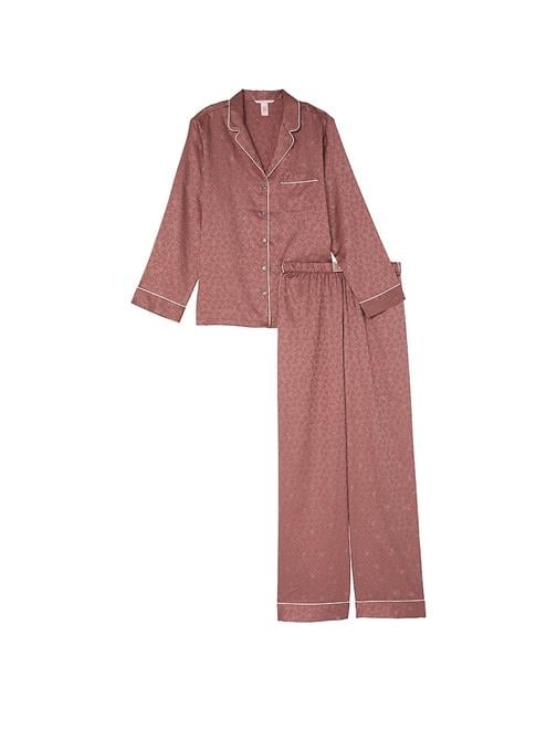 Parlak Saten Uzun Pijama Takımı