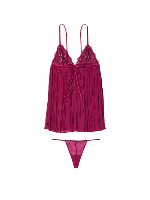 Pileli Kristal İşlemeli Babydoll