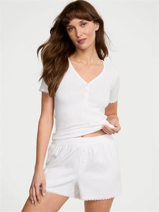 Pointelle Modal Henley Tişört ve Boxer Şort Takımı