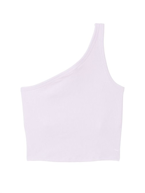 Rib One-Shoulder Crop Tank Top