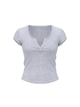 Ribanalı Henley Tişört