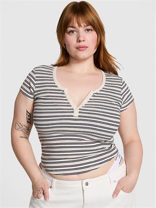 Ribanalı Henley Tişört