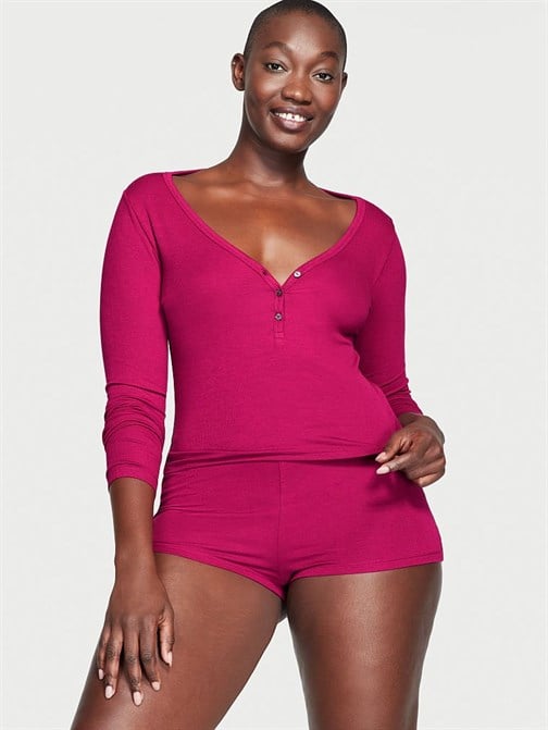 Ribanalı Modal Düğmeli Şort Pijama Takımı