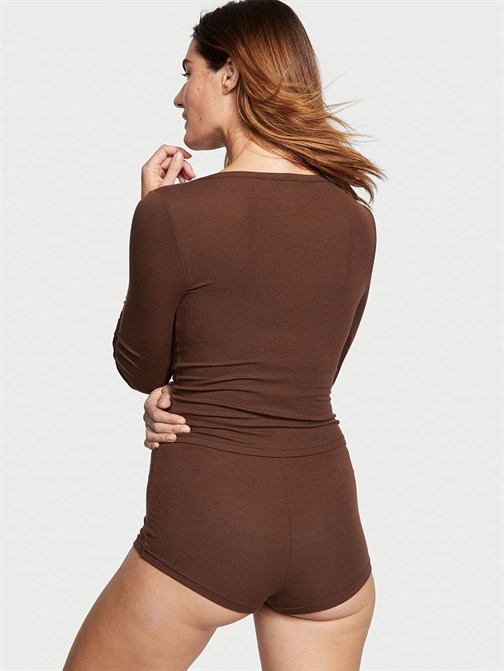 Ribanalı Modal Düğmeli Şort Pijama Takımı