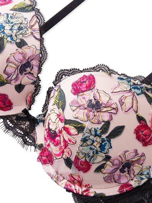 Rose Embroidered Push-Up Bra