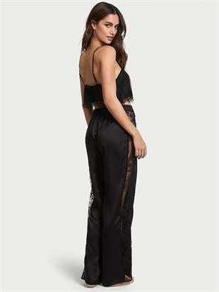 Saten Crop Üst & Pantolon Takımı