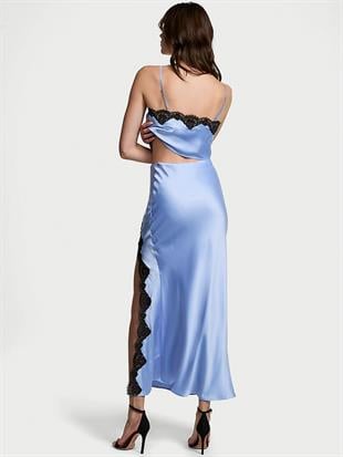 Saten Dantelli Crop Üst ve Slip Etek Takımı
