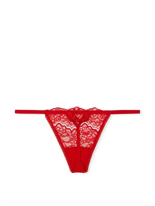 Saten Fiyonklu Dantel V-string Külot