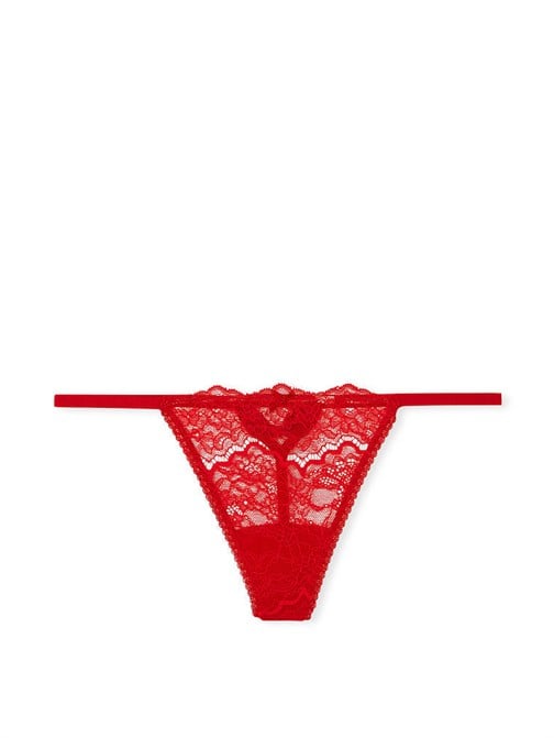 Saten Fiyonklu Dantel V-string Külot