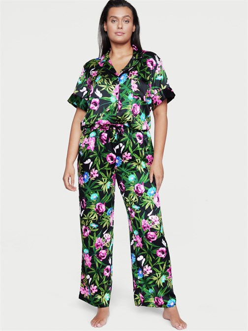 Saten Kısa Kollu Pijama Takımı
