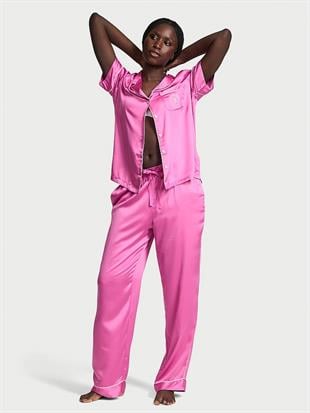 Saten Kısa Kollu Pijama Takımı