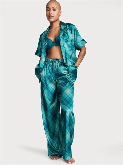 Saten Kısa Kollu Pijama Takımı