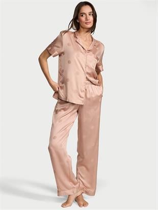 Saten Kısa Kollu Pijama Takımı