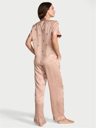 Saten Kısa Kollu Pijama Takımı
