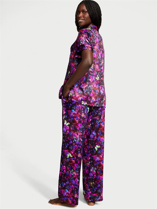 Saten Kısa Kollu Pijama Takımı