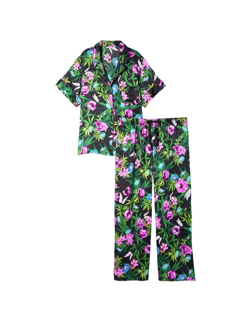Saten Kısa Kollu Pijama Takımı