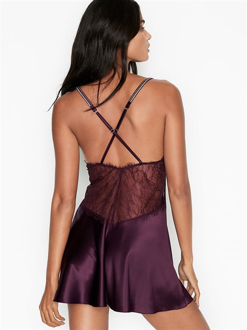 Satin & Lace Embellished Strap Slip