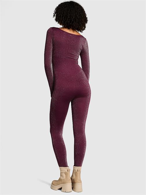 Seamless Işıltılı Uzun Kollu Tulum