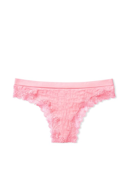 Seamless Lace Trim Thong Panty