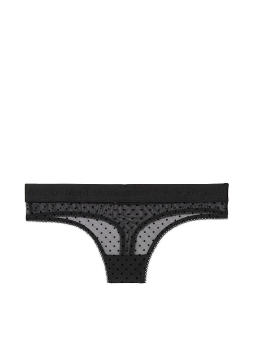 Sheer Mesh Flocked Thong Panty