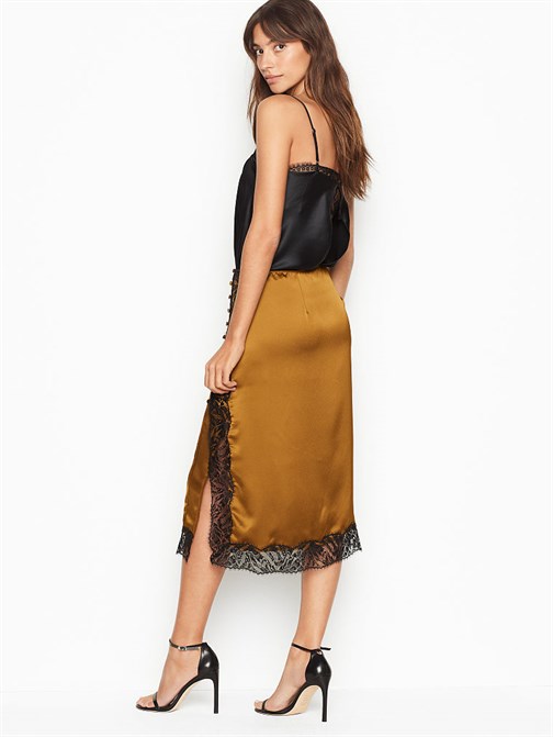 Side-button Slip Skirt