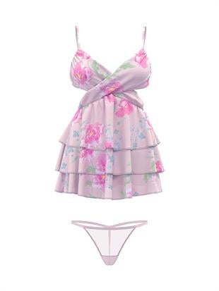 Şifon Fırfırlı Babydoll Takımı