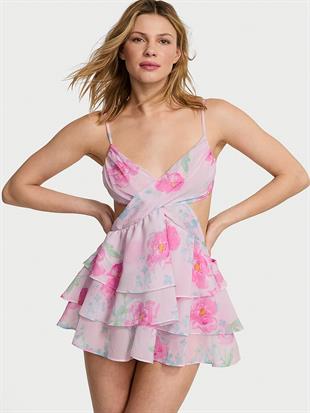 Şifon Fırfırlı Babydoll Takımı