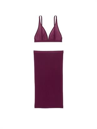 Şifon Üçgen Bralet ve Kalem Etek Takımı